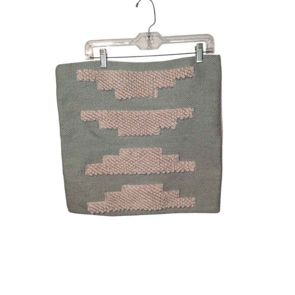 World Market Pillow Cover Geometric Pattern Green Accent Cushion 18"x 18" - Picture 2 of 12